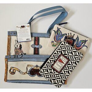 Brighton NWT Tom Clancy In Love We Trust Tote Bag & Pouches Set